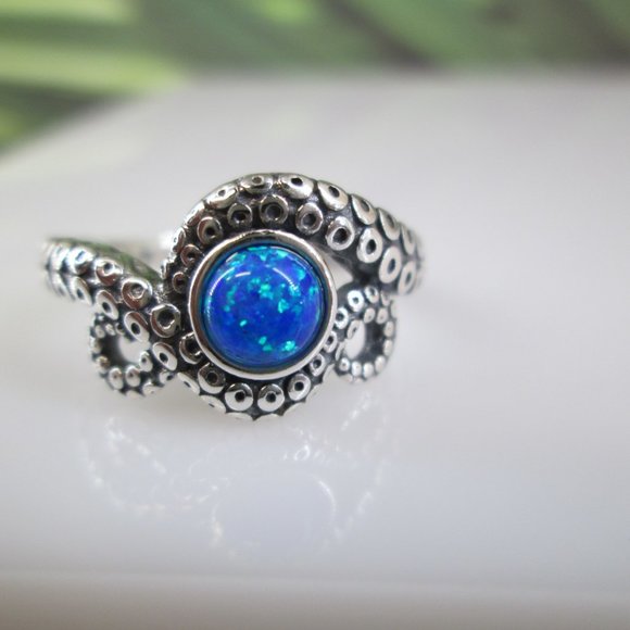 Solid Sterling Silver Opal OCTOPUS Ring>OPAL Octopus ring,925 Octopus,Octopi,925 - Picture 3 of 6